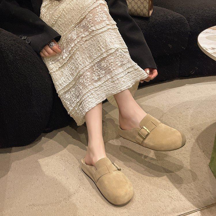 These Slippers Are Super Versatile and Can Be Worn Outside the Home! Versatile Chinese Cloth Buckle Color Matching Flat Bottom Blowing Bottom Aldehyde