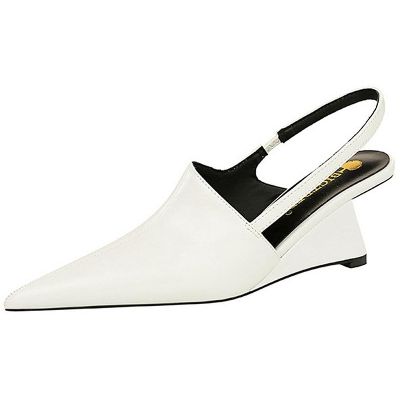 Fashion Women's New Spring and Summer Pointed Wedge Heel High-heeled Elastic Band Fashion Sandals with Toe Caps and M Ü Ller Shoes