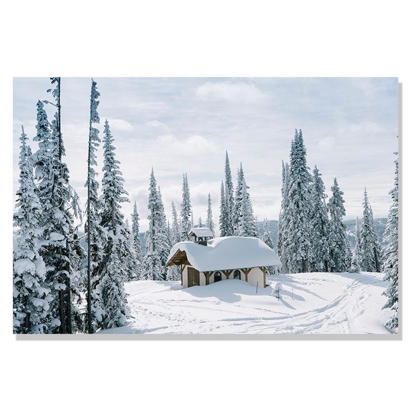 Flower Lake Snow Owl Deer Forest Landscape Winter Wall Art Canvas Painting Nordic Posters And Prints Wall Pictures Home Decor
