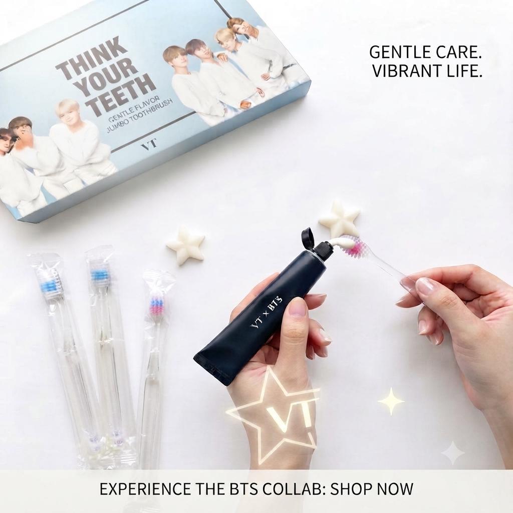 BTS Jasmine Mint Toothpaste, Disposable Toothbrush Gift Set, 4 Sets