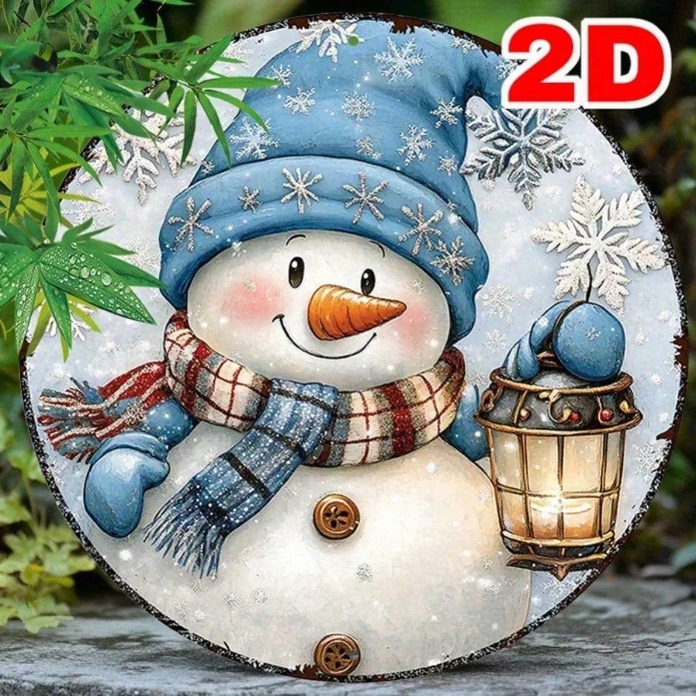 Christmas Snowman Aluminum Wall Art 8x8 Inch Durable Metal Sign Vintage Holiday Home Decor Indoor Outdoor