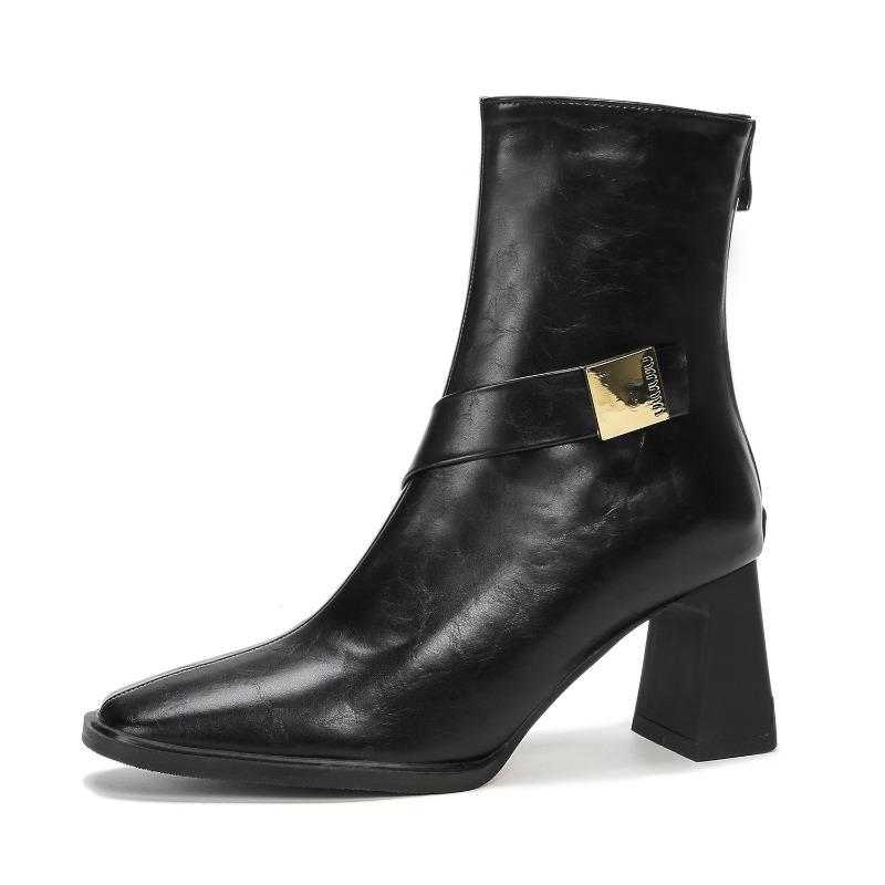 H9537-2 short boots women's new autumn and winter Martin boots thick heel rear zipper thin fashion single boots