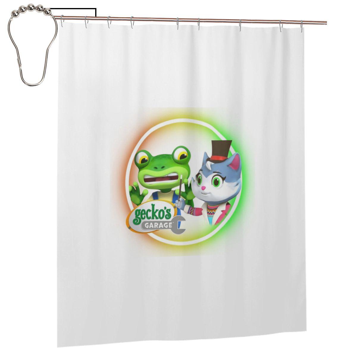 

Geckos Garage Cartoon Kids Shower Curtain Bathroom Polyester Waterproof Bath Curtains With Hooks W60H190(CM)-1 Pcs