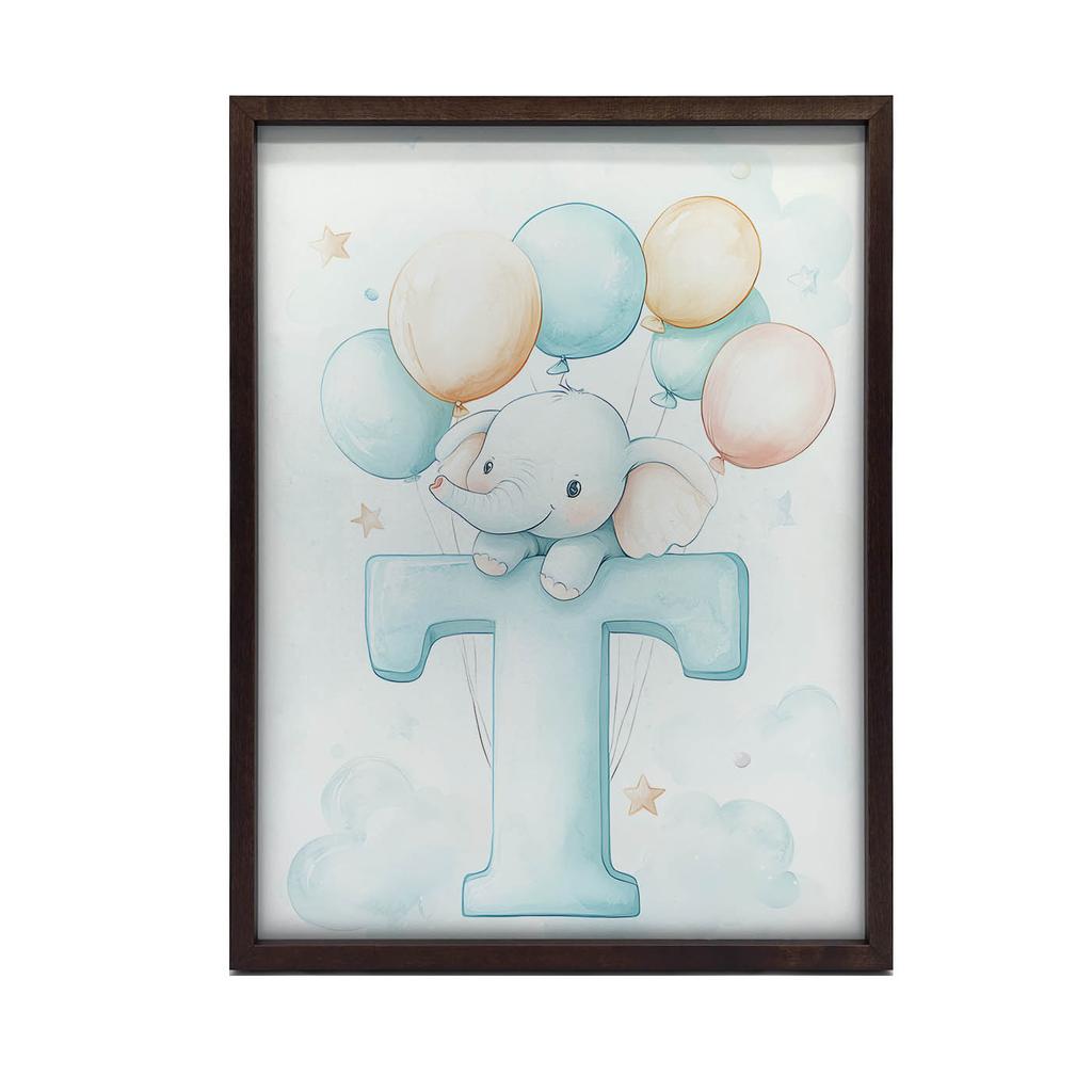 Plakat Słonik Na Literce T Plakat Słonik Na Literce T, 70X100 Cm, Bez Ramy, Płótno Premium Na Blejtramie