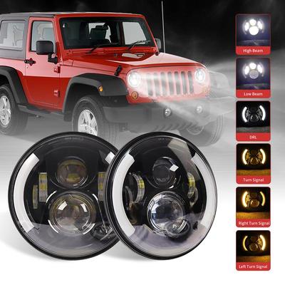 7palcový LED světlomet 6000K 60W světlomety Angel Eye DRL jantarová směrovka pro Jeep Wrangler JK TJ