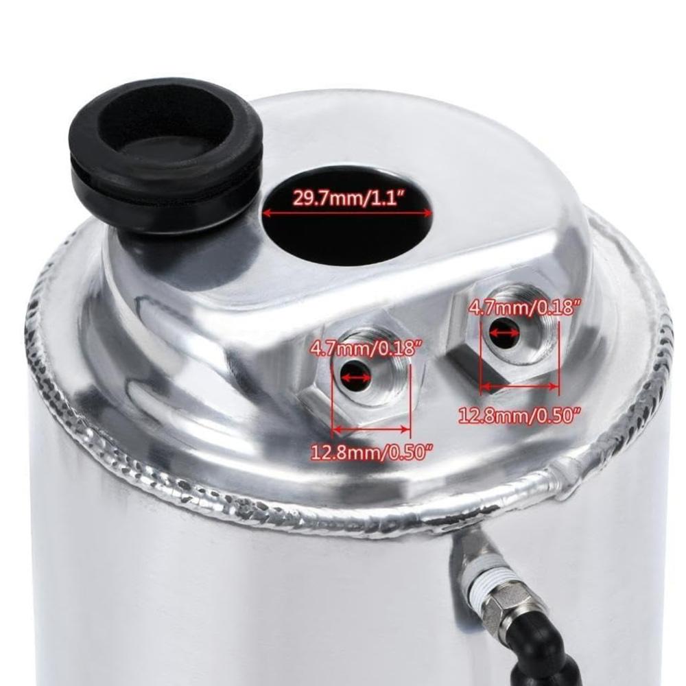 Racing Car 2L Aluminum Polished Round Oil Catch Tank Separator Reservoir Can 2 Port with Breather Filter