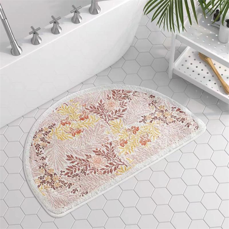 Pastoral Floral Absorbent Bath Mats Plush Fluffy Bathtub Side Area Rugs For Shower Bathroom Non -Slip Welcome