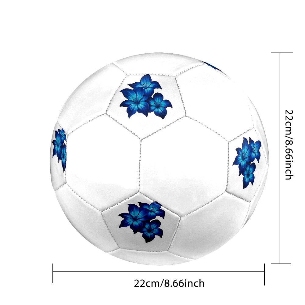 1PC Blue Lily Flowers Soccer Ball Size 5 Football Machine Sewn Indoor/Outdoor Universal Football W109