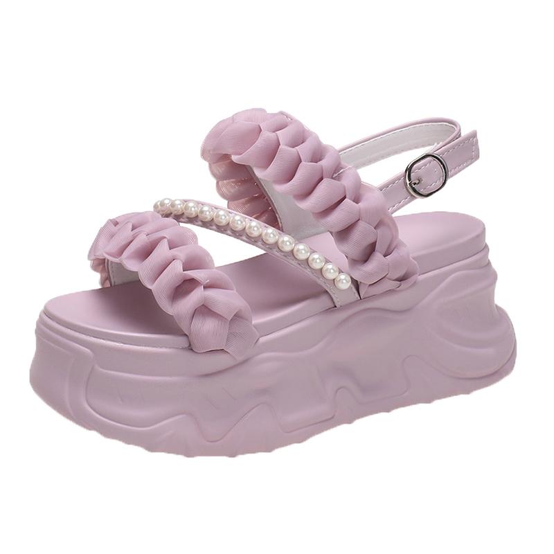 Mode Zomersandalen 8CM Sleehak Sneakers Vrouwen Candy Strand Slippers Hoog Platform Casual Sandalen Ademende Wandelslippers