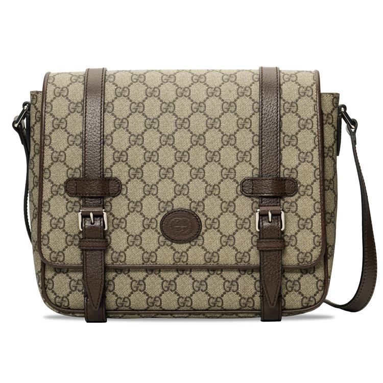 GUCCI Canvas With Leather Messenger Bag