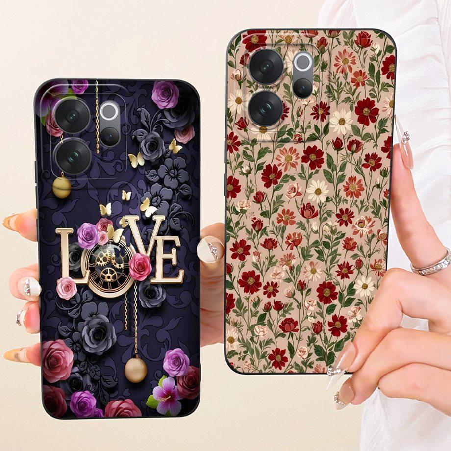 For Realme Note 80 4G RMX5388 Phone Case Floral Daisy Aesthetic Moon Nigth Bow Pattern Funda Soft Liquid Silicone Back Cover