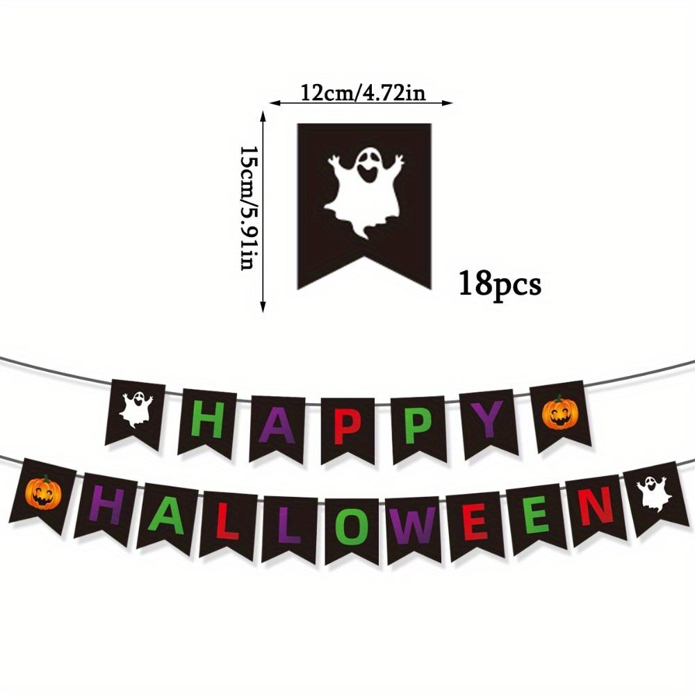 2sets Happy Halloween Banner Tissue Pom Poms Decorations Kit Hanging Garland Honeycomb Ball Swirl Streamers for Halloween Party Decorations