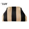Large Capacity Cosmetic Pouch Woven Striped Clutch Purse for Woman, Pouch, Portable Knit Dumpling Bag, Kiss Lock Handbag Evening, Party