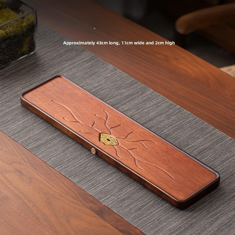 Palisandrový suchý varný čajový podnos, Obdélníkový protiskluzový čajový set Gongfu s odvodem - Kompaktní dřevěné příslušenství pro domácí použití pro čajový obřad