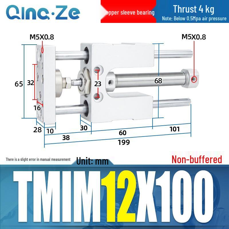 Triple-Rod Cylinder with Guide Bracket and Buffer TMICL/TMICM 12/16/20/25-50/75/100
