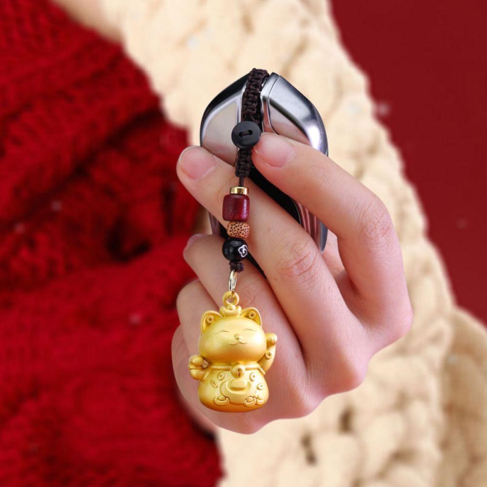 Cartoon Cat Keychain Zinc Zinc Zinc Alloy Cat Bag Pendant Cute Maneki Neko Key Chain  Male