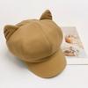 Solid Color Cat Ear Hat Y2K Octagonal Cap Versatile British Beret Hat  Girls