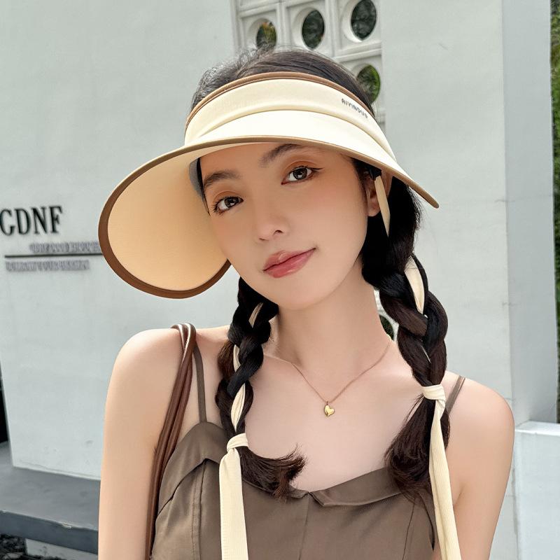 New Summer Women's Hat Ice Silk Large Brim Sun Block Hat UV Protection All Tide Visor Hat Empty Sun Hat
