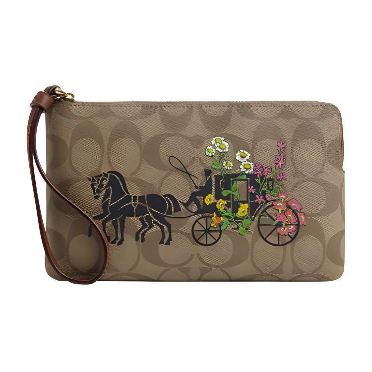 

Coach Corner Zip 19 Floral Horse And Carriage Print Zipper Wristlet Women Wristlet Gold Khaki Multicolor CR399-IME7V Basic Set (Bag+Dust Bag)