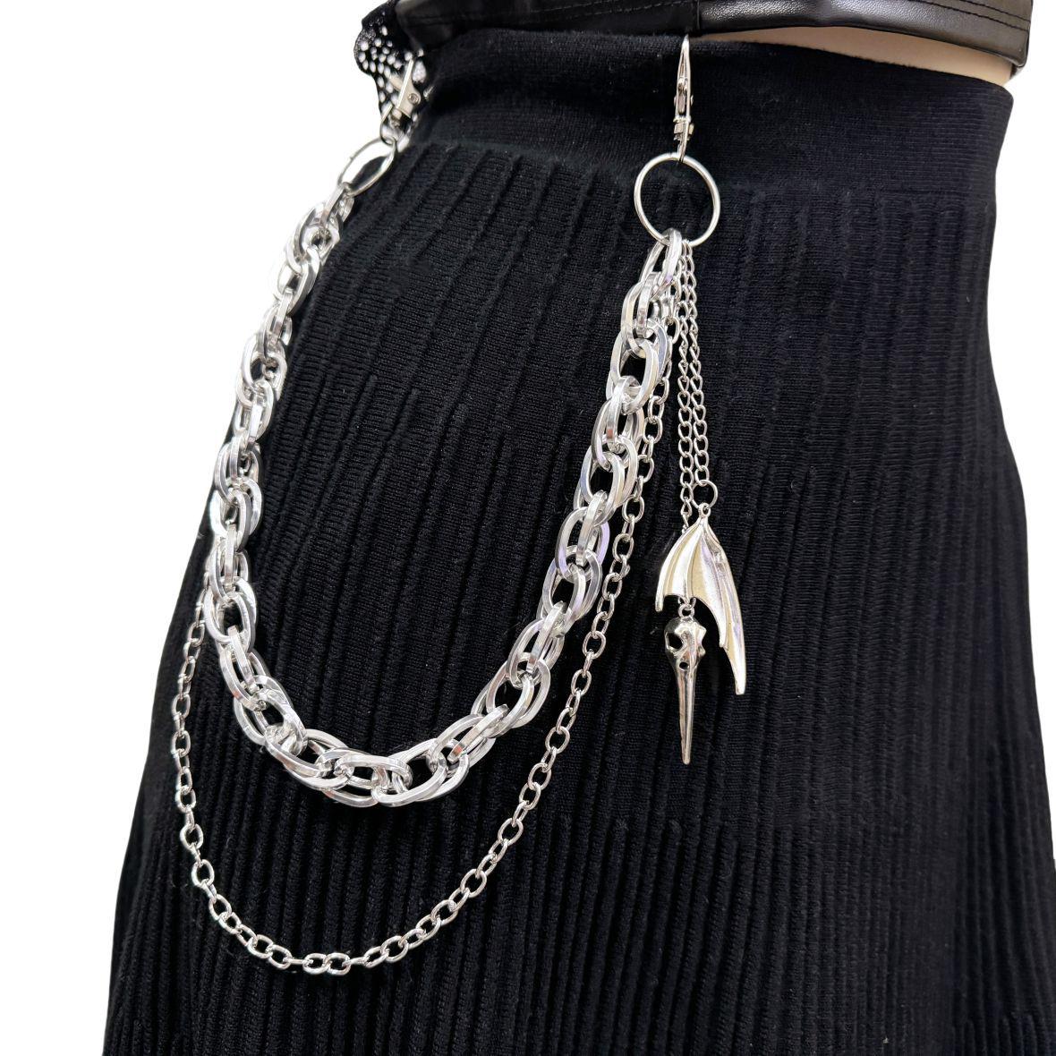 Women s Trendy Multi-layer Winged Bird Pendant Waist Chain