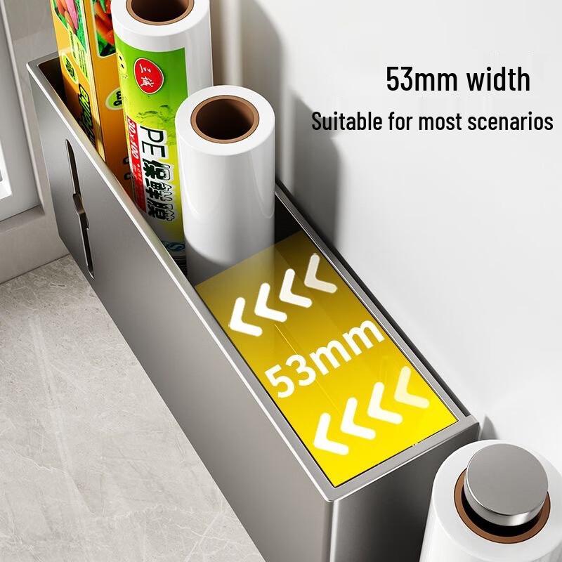 Nail-Free Refrigerator Storage Rack with Paper Towel and Wrap Holder