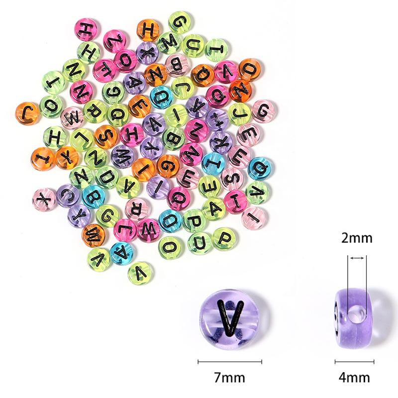 100pcs/Lot Mixed Round Flat Acrylic Letter Beads Alphabet Digital Cube Loose Spacer Beads For Jewelry Making Diy Bracelet