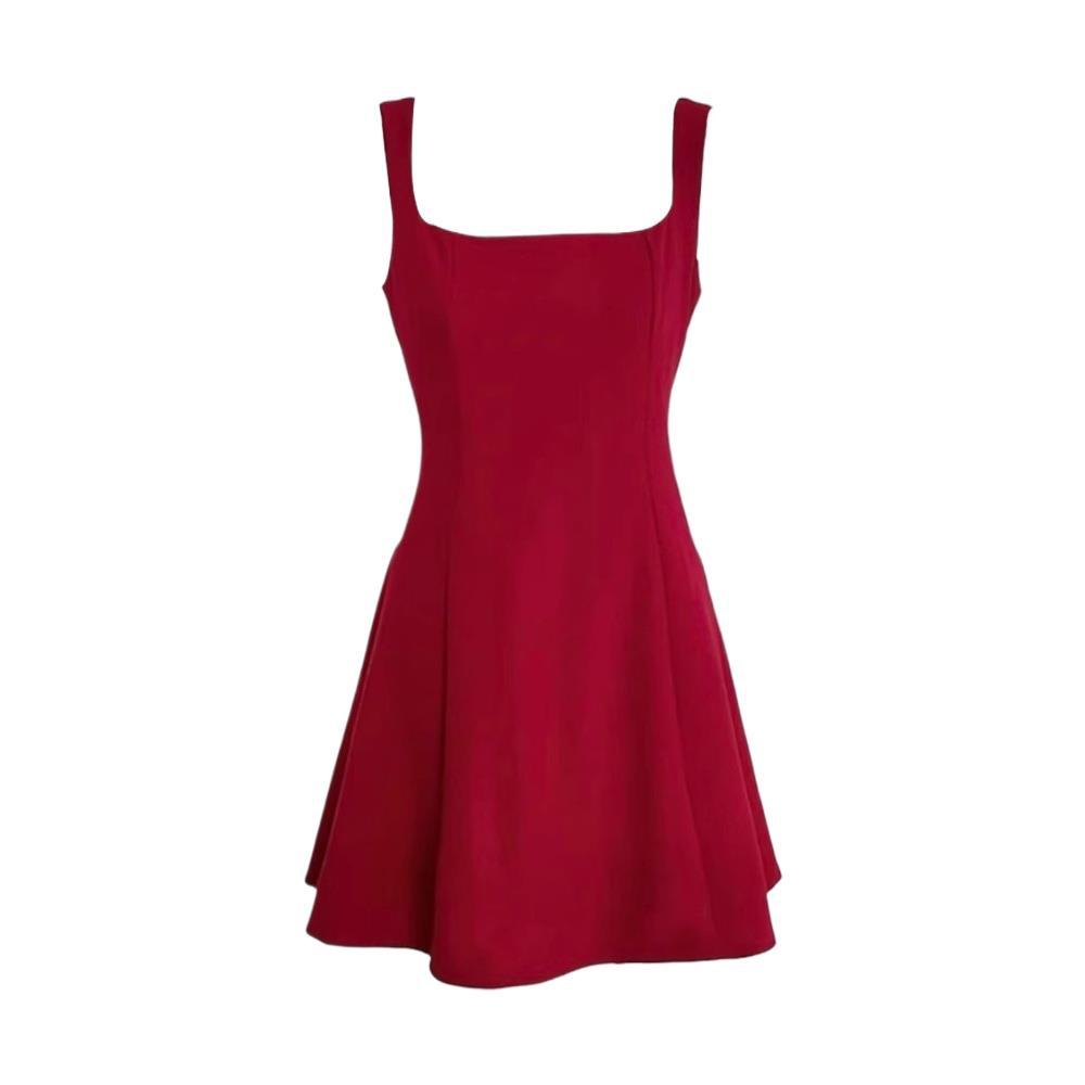New Korean atmosphere red suspender dress children summer small temperament Spice girl waist short skirt ins