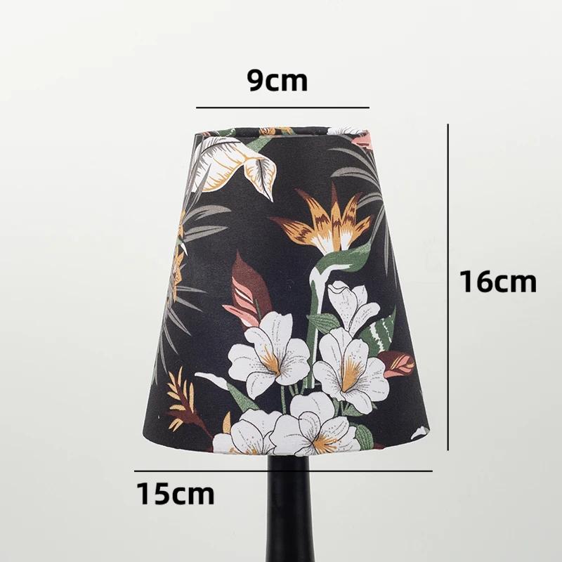 Retro Linen Fabric Floral Pattern Lampshades Pastoral Style Pleated Table Lampshade Bedroom Hotel Bedside Floor Lamp Cover