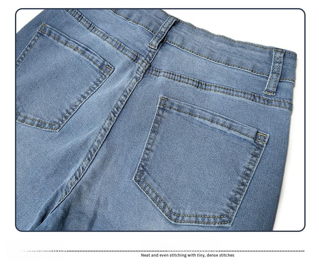Frühling und Sommer Neuer Stil Vintage gewaschen Weitbein Locker Skinny und Hochsitzende Denim-Hose für Damen