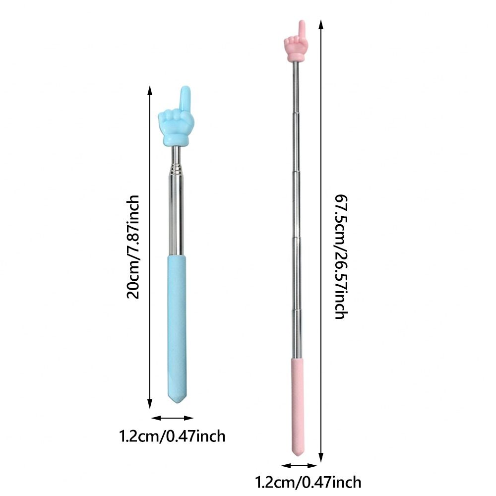 Stainless Steel Teaching Pointer Macaron Color Soft Finger Design Reading Sticks Retractable Teaching Stick School Office