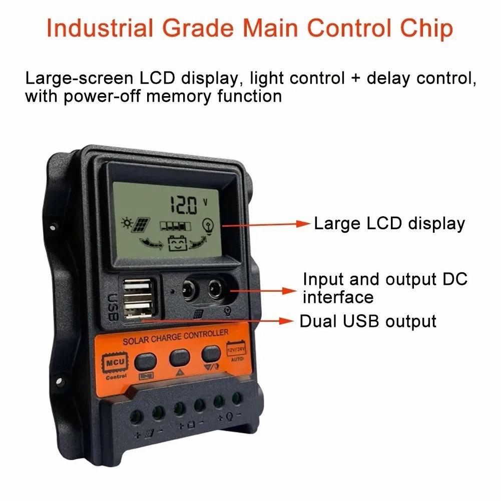 10A/20A/30A Solar Charge Controller LCD Display Solar Charge Regulator Current PWM Controller for Solar Panel Lead Acid Battery