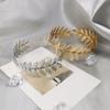 Retro Greek Roman Open Ended Leaf Shape Bracelet Armband Upper Arm Cuff Armlet Festival Bridal Bikini Dance Jewelry