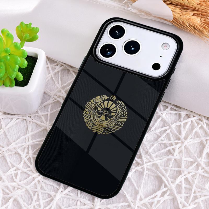 Uzbekistan Flag Coat Of Arms Shockproof Phone Case for iPhone 17 Air 16e 15 11 12 14 13 Pro Max Cover Coque