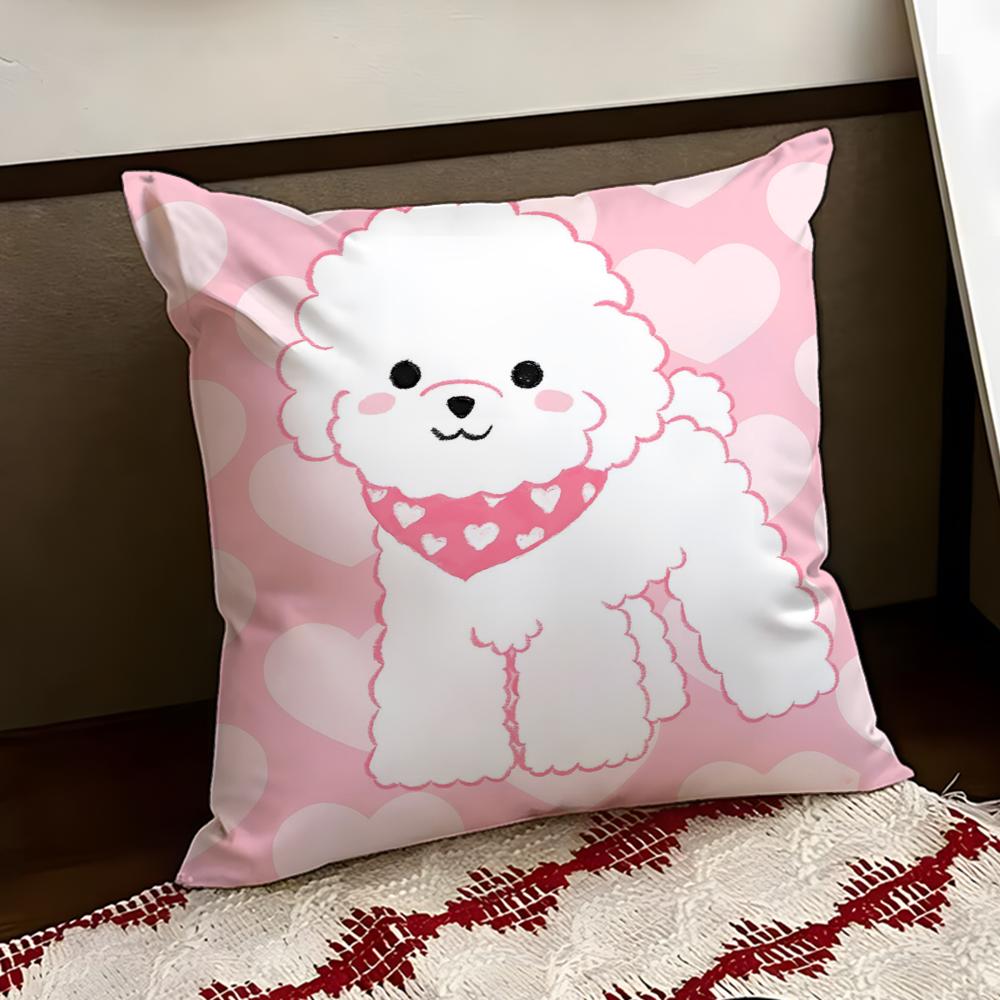 Curly Bichon Frise Pattern Cushion Cover Reversible Soft Durable Pillow Cover Home Car MultiScene Use for Daily Comfort