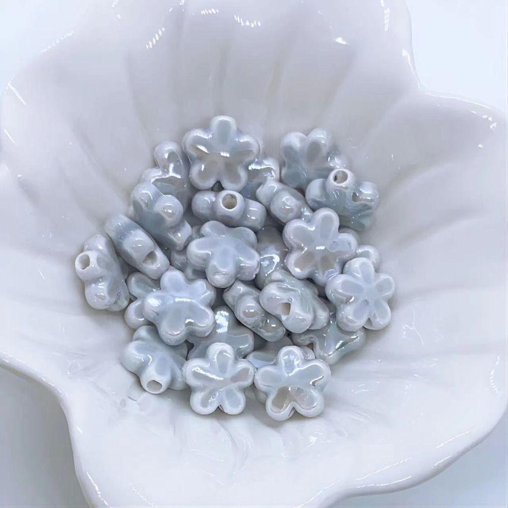 10pcs Ceramic Five-petaled Flower Bead Handmade Craft Jewelry Making Material Gift