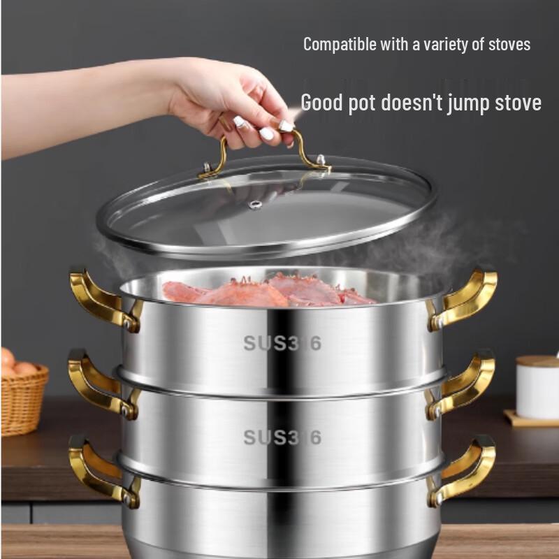 Pánev 30 cm 316 Nerezová ocel 2patrový parní hrnec