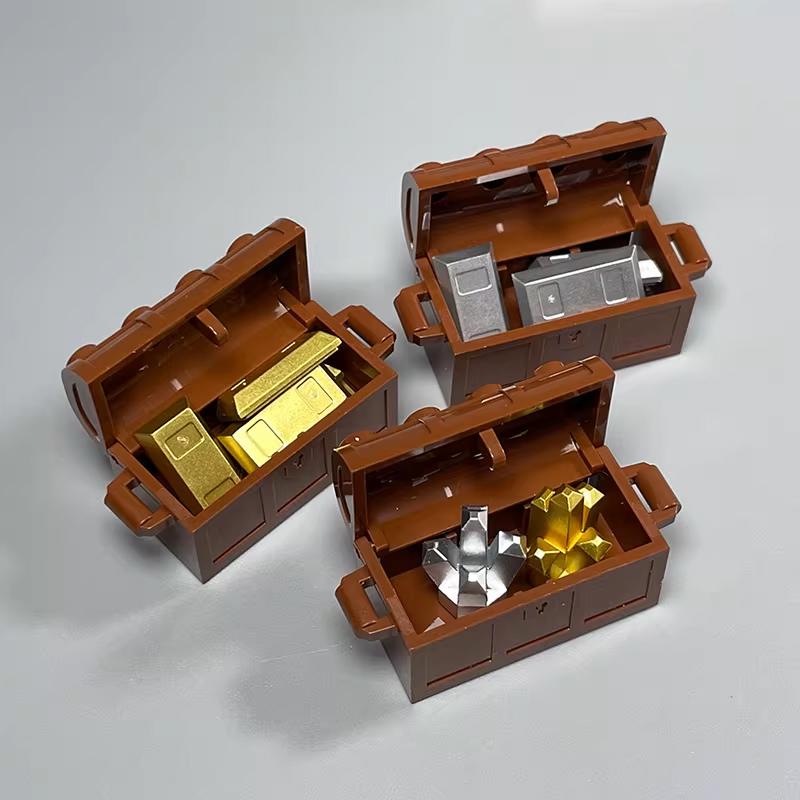 MOC City Treasure Series Set Accessories Building Blocks Gold Ore Silver Crystal Diamond Box Gold Key Dollar Cash Brick Kid Toys