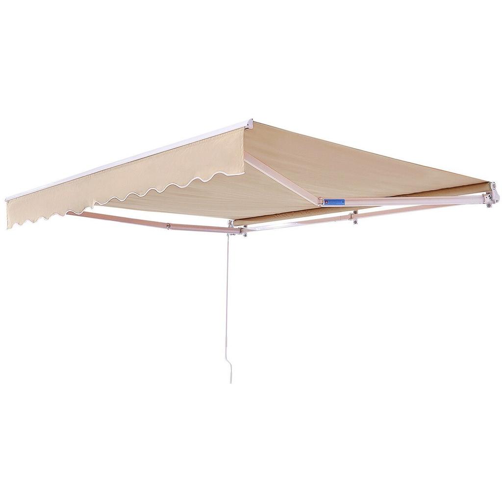 Manual Retractable Awning, 8 X 7 Ft Outdoor Patio Awning Retractable Sun Shade, Water-Resistant Polyester Patio Door Window Awning Sunshade Shelter