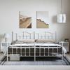 Metal Bed Frame with Headboard and Footboard White 193 x 203 cm