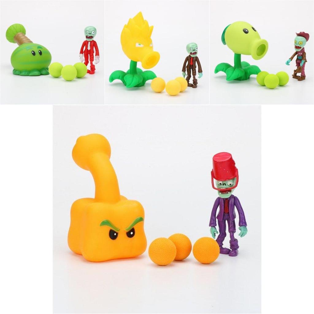 Pvz Plants Vs Zombies Peashooter Pvc Action Figure Easter Wood Decoration For Kids