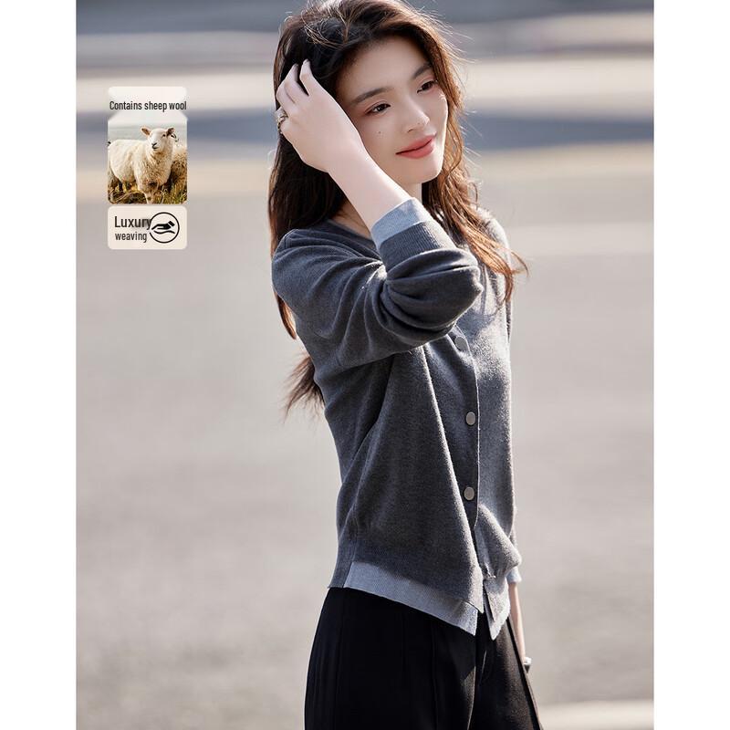 

Demana Women s Faux Layered Color-Block Knit Sweater XL