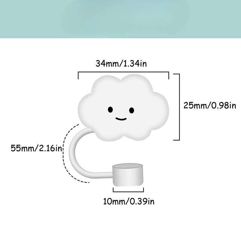 Cute Soft Rubber Cloud Straw Cap, Food-grade Silicone Dust-proof and Leak-proof, Suitable for 10mm Straws