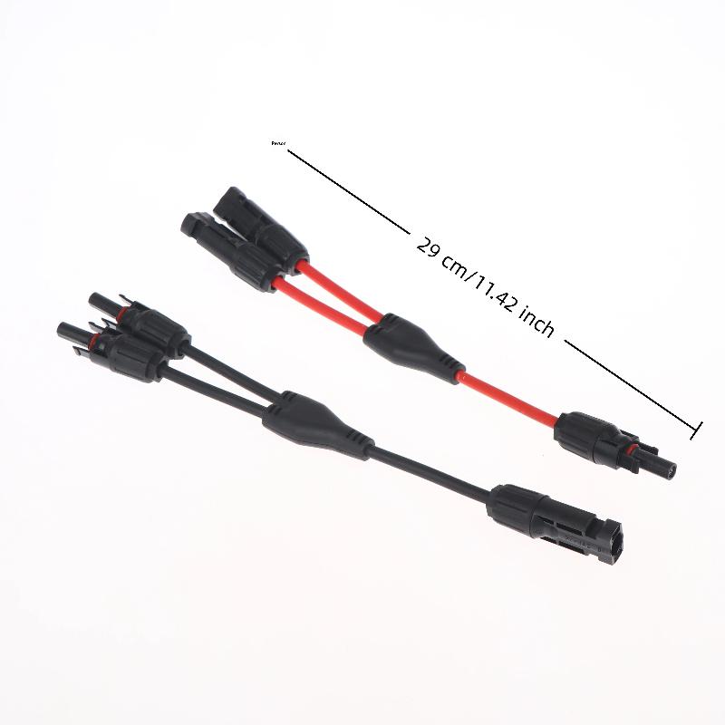 Power Solar Connectors 20A Y-Branch Cable, Solar Cable Parallel Adaptor In Pair For Solar Panel 1*M/Ff+1*F/Mm Black Red Power