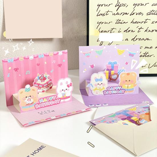 

3D подарочная карта на день рождения, милый мультяшный дизайн, очаровательная, широкое применение, экологически чистая 3D поздравительная открытка