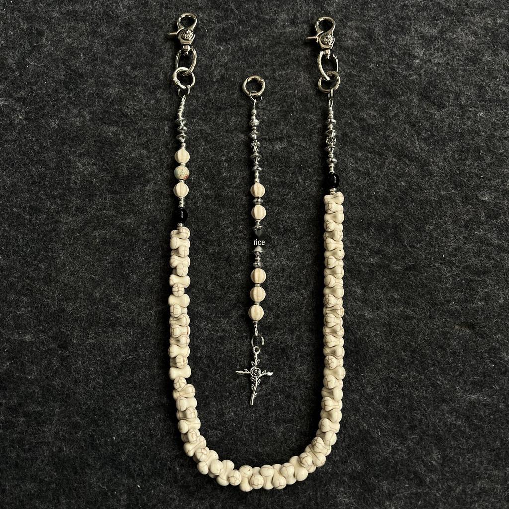 White Turquoise Bone Patchwork Waist Chain Charm
