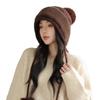 Winter Thickened Warm Ear Cap Women's Plush Big Hairball Knitted Hat Outdoor Windproof and Cold-proof Plush Hat