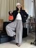 Xu Man Spring/Summer Paris Fashion Plaid Balloon Button Cuff Long Pants for Women