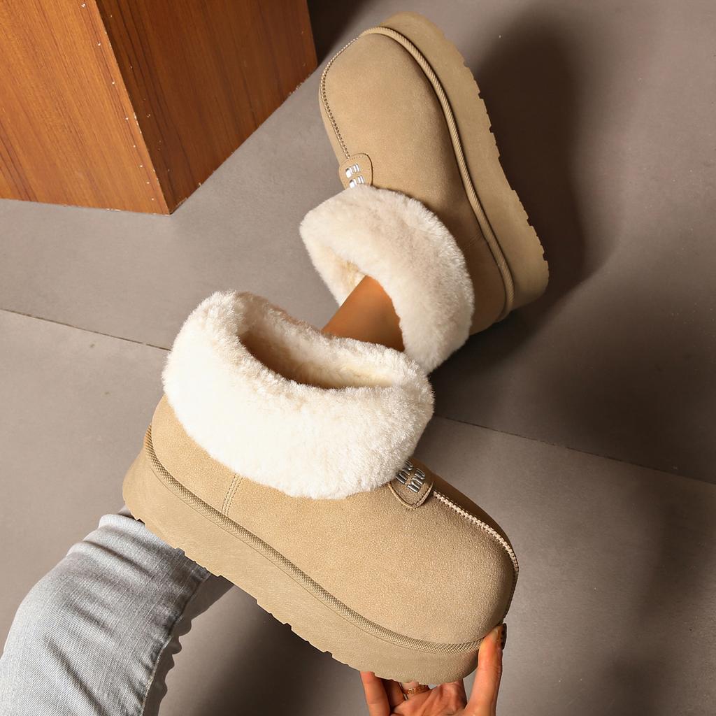 2024 New Women New Platform Outdoor Short Plush Snow Boots Woman Walking Non Slip Thick Bottom Cotton Boots Shoes for Women