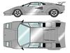 Makeup EIDOLON Lamborghini Countach LP400S 1980 Rear Argento Finished Model EM432K 1/43 Wing, Metallica,