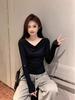 Elegant Women’s Black One-Shoulder Long-Sleeve Slim Fit Top
